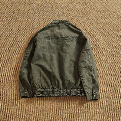 Chaqueta Bomber Retro Clásica con Cuello Tipo Snap - Lavada y Versátil - Image 12