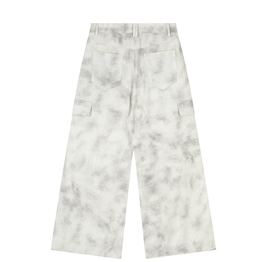 Overol Ancho Tie-dye Desgastado de Moda Vintage - Image 4