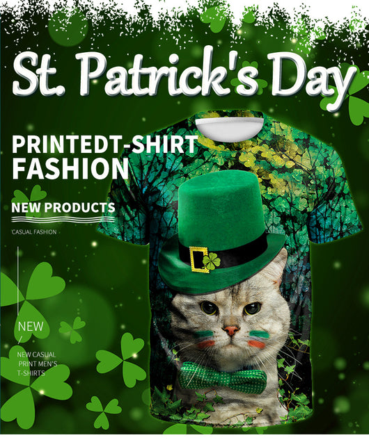 Playera Estampada St. Patrick's Day Verde Neon Pareja - Impresión 3D Fiesta Callejera - Image 11