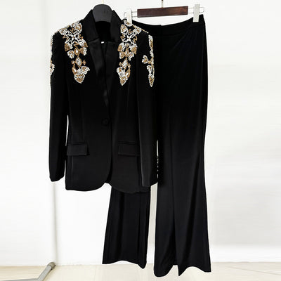 Traje Elegante con Blazer de Strass y Pantalón Dividido - Image 5