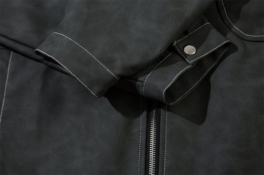 Chaqueta de Cuero PU Punk Desgastada para Hombre - Image 18