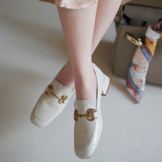 Zapatos de Tacón Bajo Cómodos en Crema - Image 4