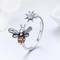 Anillo Ajustable de Plata 925 con Abeja y Diamante - Diseño Elegante