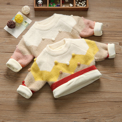 Suéter Infantil Acolchado para Niña - Cuello Redondo
