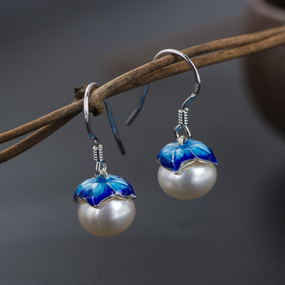 Aretes de Plata 925 con Perla de Agua Dulce Diseño Loto Tailandés - Image 5