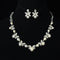 Conjunto de Collar y Aretes de Perla Trébol Novia Coreana - Joyas de Boda