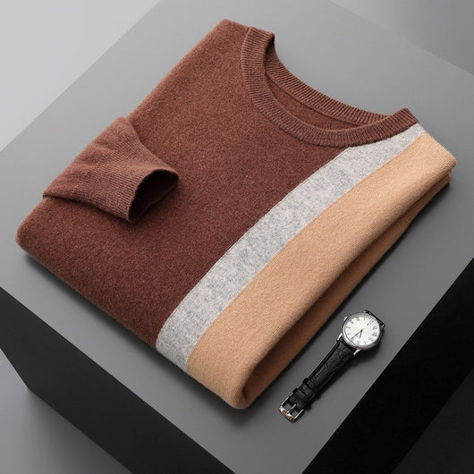 Suéter de Cuello Redondo Color Block Holgado para Hombre - Image 13