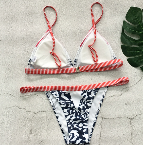 Bikini Estampado Rayas - Diseño Europeo Moderno Split Swimwear