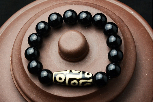 Pulsera de Ágata Negra Natural Étnica - Cuentas Nueve Ojos Unisex - Image 3