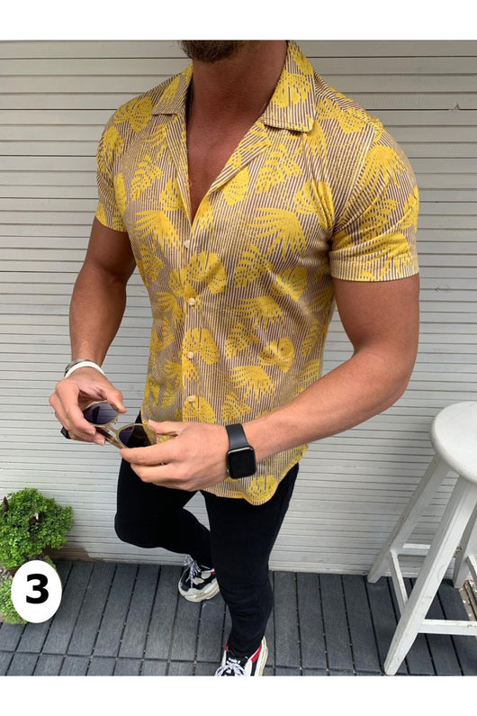 Camisa de Manga Corta con Estampado de Hojas de Coco para Hombre - Image 10