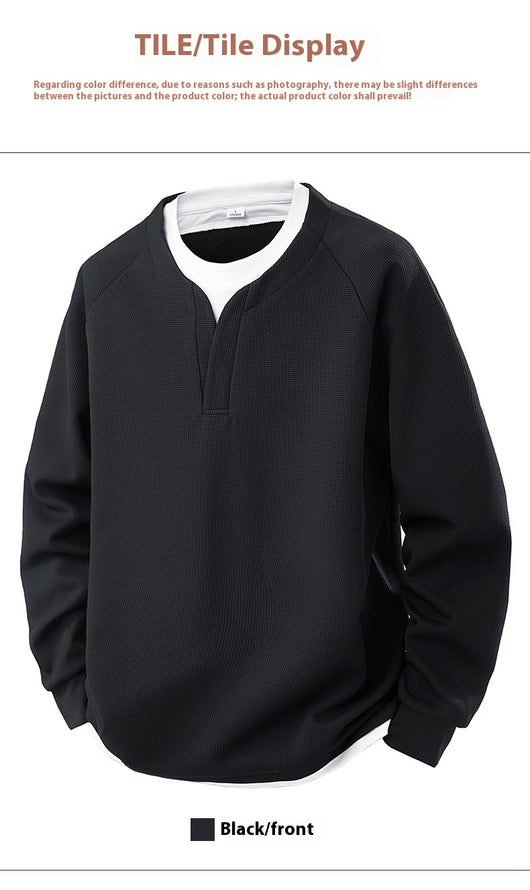 Suéter Waffle V-Cuello Bicolor Casual Versátil para Mujer - Image 10