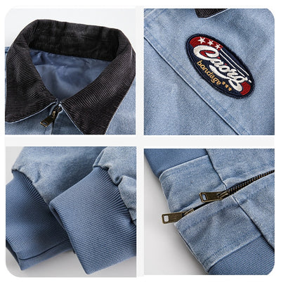 Chaqueta de Mezclilla Universitaria con Bordado en Solapa para Parejas - Image 13