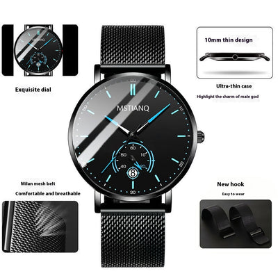 Cinturón Tecnológico de Acero Refinado con Calendario - Diseño Coreano Elegante Negro - Image 28