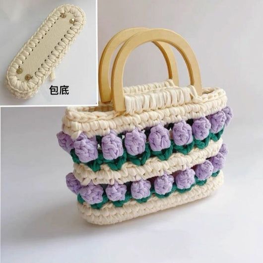 Bolso Tejido a Mano con Flores de Crochet - Diseño Tulipanes - Image 6