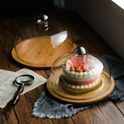 Campana de Vidrio con Bandeja de Bambú para Postres - Image 4