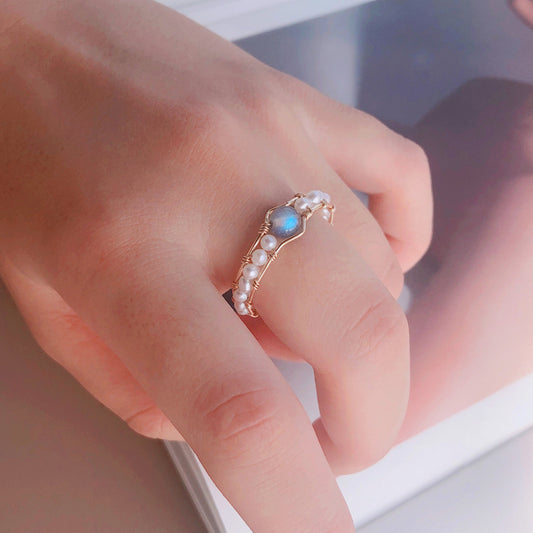 Anillo Perla Lunar Gris