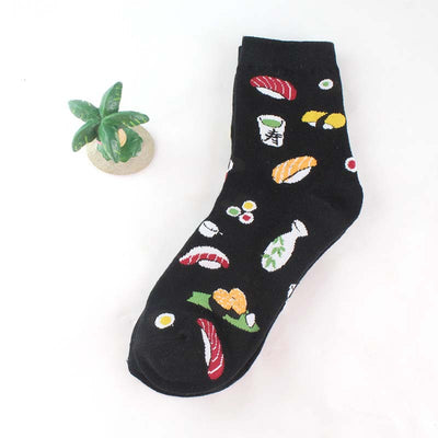 Calcetines Medianos de Algodón para Mujer con Diseño de Sushi y Vida Creativa - Image 14
