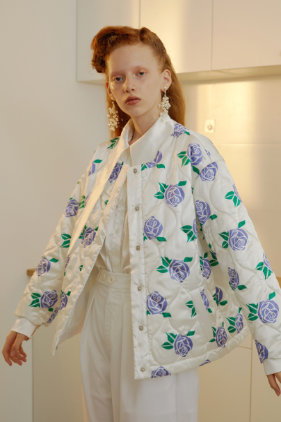 Chaqueta de Algodón con Estampado de Rosas para Mujer - Abrigo Cálido Otoño Invierno