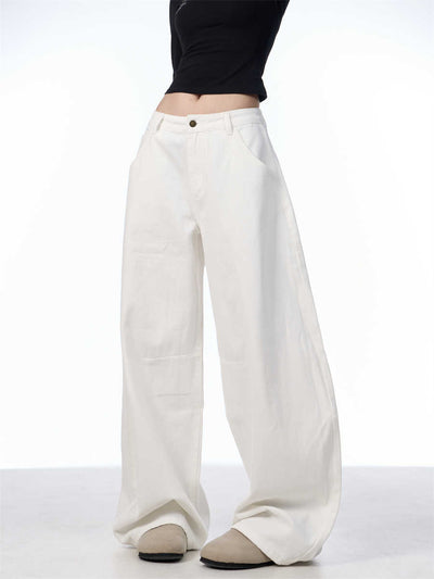 Pantalón Blanco Ancho de Pierna Recta Casual y Suelto - Image 4