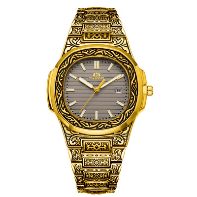 Reloj Hombre Cuarzo Tallado Loro Calendario Luminiscente - Image 60