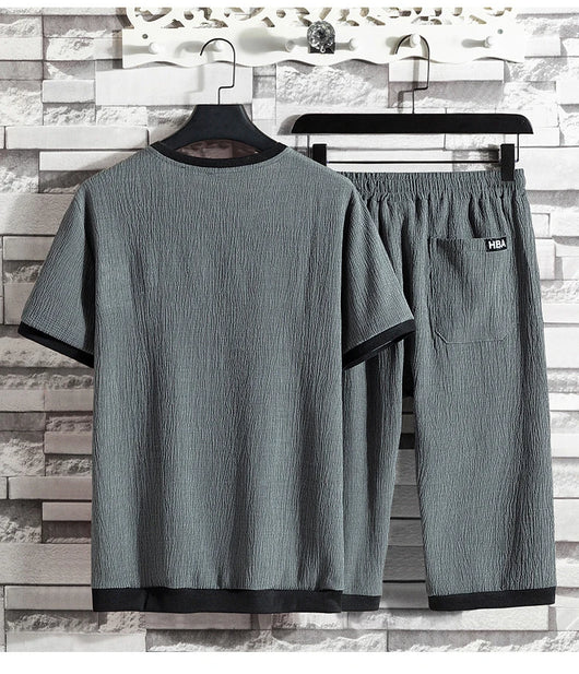 Conjunto de Camiseta Ice Silk para Hombre - Estilo Casual Holgado - Image 9