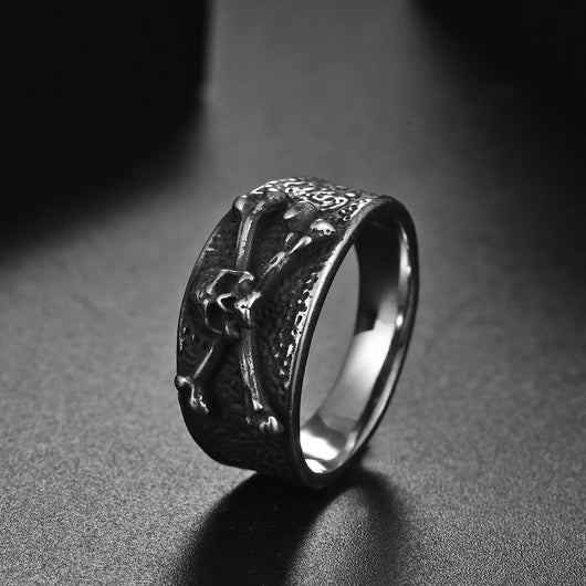 Anillo Calavera Punk Acero Titanio Estilo Retro para Hombre - Image 4