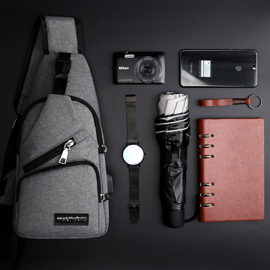 Bolsa de Pecho Deportiva USB con Carga - Estilo Coreano Canvas para Hombre - Image 4
