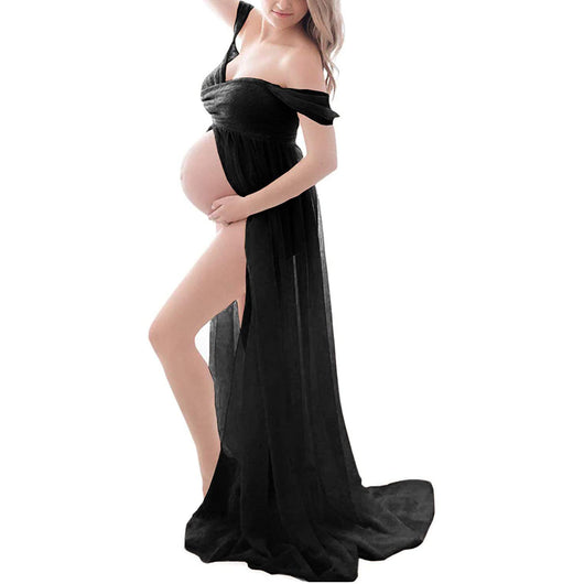 Vestido Embarazo Blanco Gasa Escote Corazón para Sesión Fotográfica - Image 6