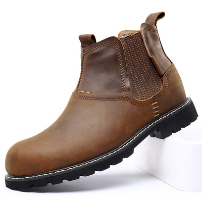 Botas de Cuero para Hombre con Punta Redonda - Calzado de Senderismo Resistente