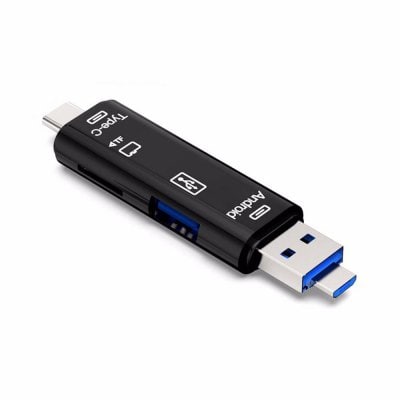 Adaptador OTG Hub USB-C y Micro USB con Lector de Tarjetas TF