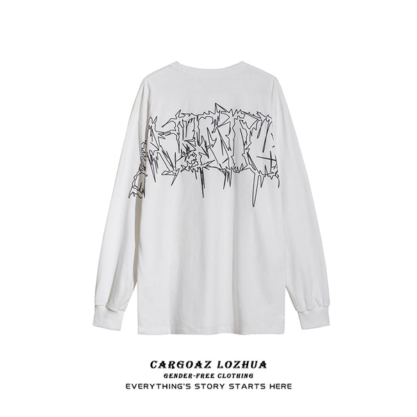 Playera Manga Larga con Letras Estampadas en Espuma