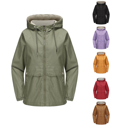 Abrigo Impermeable con Capucha en Colores Sólidos para Mujer - Image 2