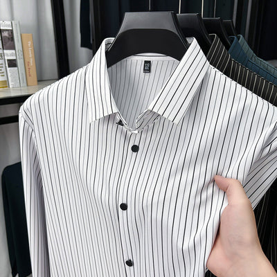 Camisa de Rayas Verticales para Hombre - Primavera y Otoño - Image 9