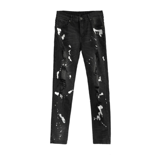 Jeans para Hombre con Diseño Artístico y Rotos Modernos
