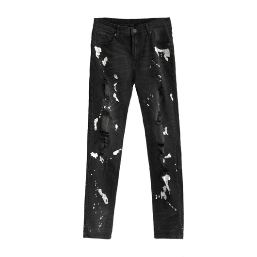 Jeans para Hombre con Diseño Artístico y Rotos Modernos