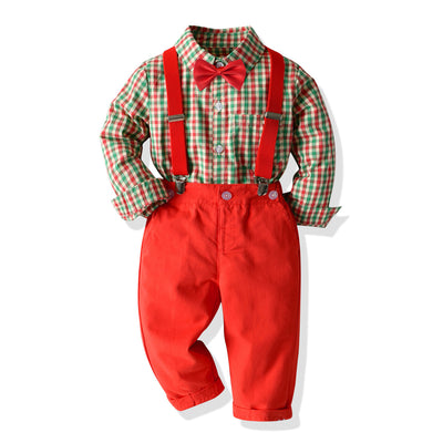 Conjunto Formal de Tirantes y Corbatín a Cuadros para Niños - Image 5