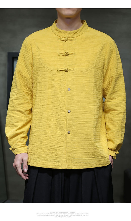 Camisa Retro Tang Chino - Algodón y Lino con Cierre Tradicional para Hombre - Image 37
