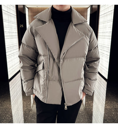 Chaqueta Acolchada de Plumas para Hombre con Cuello Clásico - Image 17