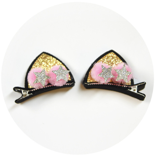 Set de 2 Clips Decorativos para Niñas - Flores Brillantes Arcoíris con Orejas de Gato y Conejo - Image 4