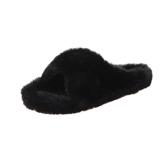 Pantuflas Cruzadas de Pelo de Conejo Suave para Mujer - Image 10