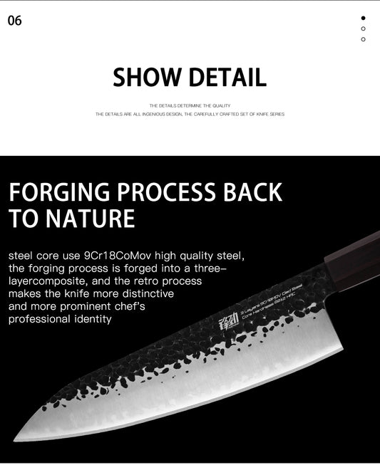 Set de 4 Cuchillos Japoneses Profesionales Nakiri y Santoku con Mango Octagonal - Image 2