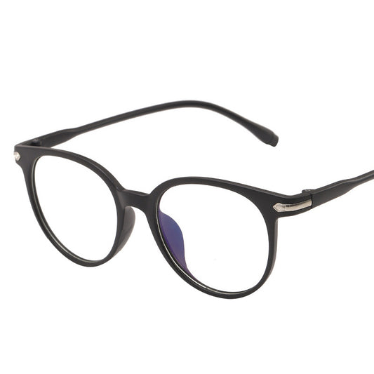 Pink round-frame anti-blue light glasses with clear lenses and small silver accents on the temples. - Image 2