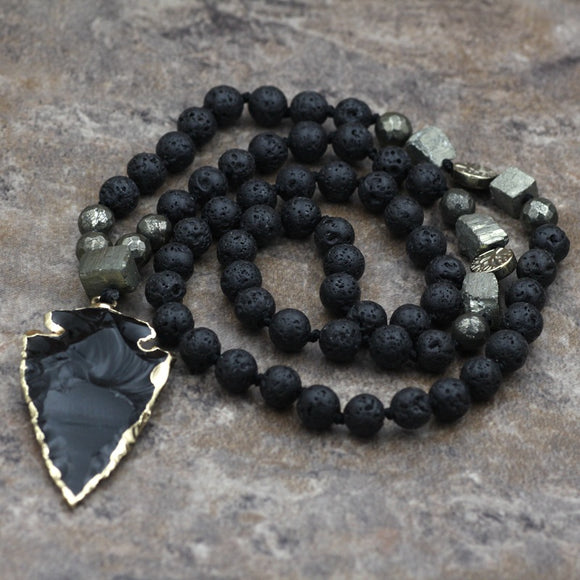 Collar de Cristal con Cuentas de Piedra Colorida y Borla de Cristal