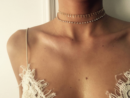Collar Corto Choker de Cristal Dorado y Plateado para Mujer - Image 4
