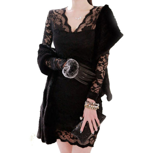Vestido de Otoño de Manga Larga con Encaje para Mujer - Image 3