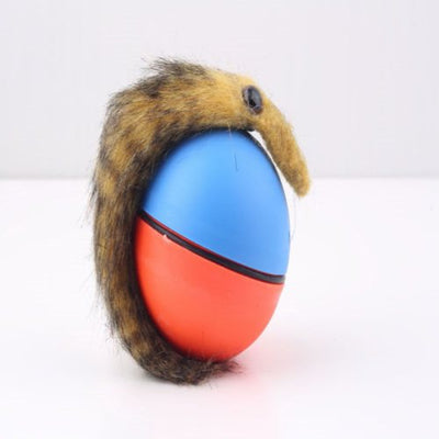 Four colorful pet toy balls with faux fur tails, in blue, yellow, orange, and green, on a white background. - Image 2