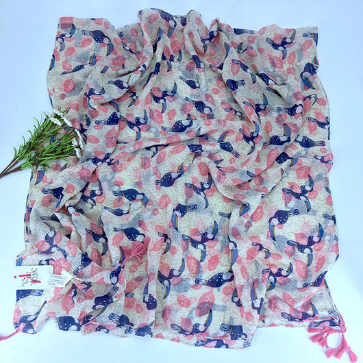 Pañuelo de Algodón con Estampado de Aves - Image 3