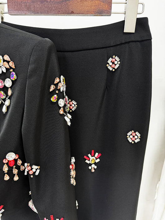 Conjunto Dos Piezas: Top Corto con Incrustaciones de Diamantes y Falda Larga - Image 17