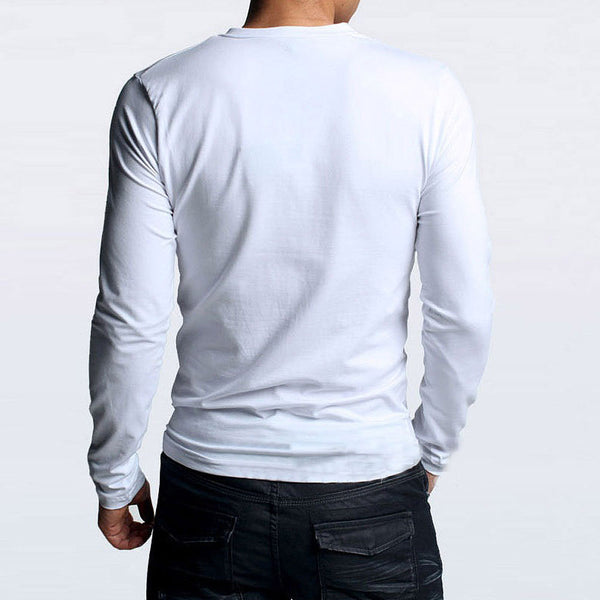 Camiseta Slim Fit Hombre Colores Sólidos Primavera Otoño