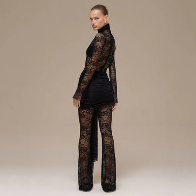 Jumpsuit Elegante de Encaje Transparente con Cintas - Image 20